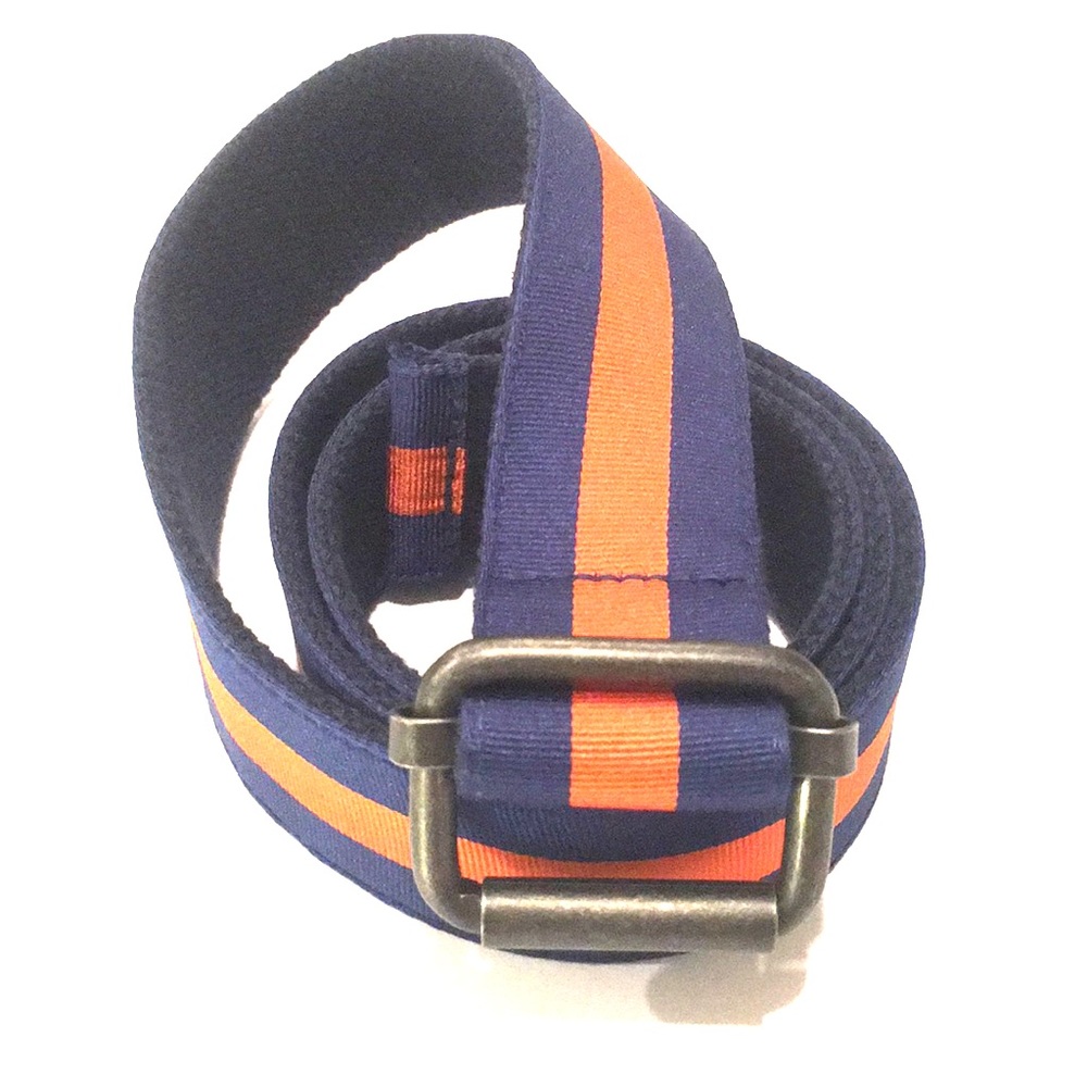 J. Crew Navy with Orange Center-Stripe Web Belt